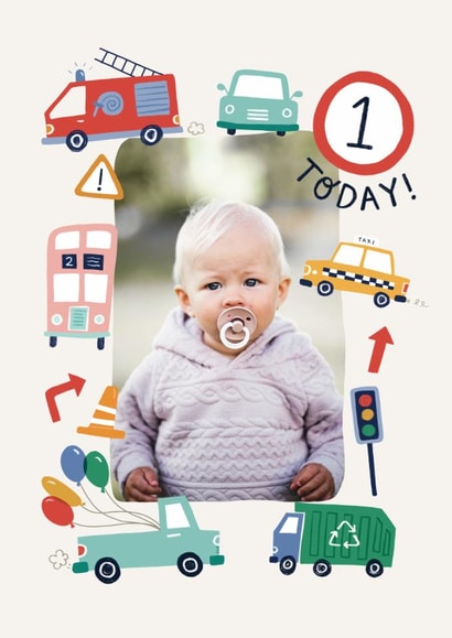 Cute Birthday Card - 1st - Cars And Trucks created by Kimberley Rose Studio