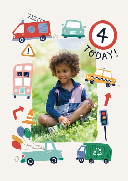 Cute Birthday Card - 4th - Cars And Trucks created by Kimberley Rose Studio