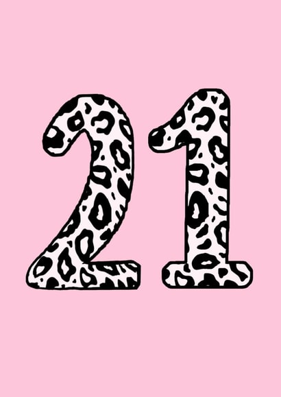 Classic Birthday Card - 21st - Pink- Leopard Print created by Beth Higgins Art