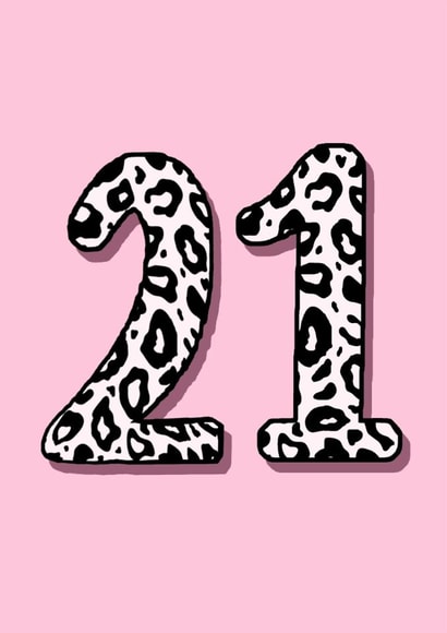 Classic Birthday Card - 21st - Pink- Leopard Print created by Beth Higgins Art
