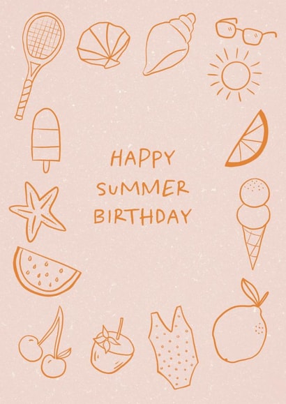 Fun Birthday Card - Happy Summer Birthday - Ice Cream - Shells created by Sweetlove Press