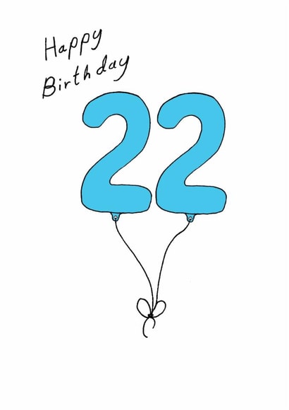 Classic 22nd Birthday Card - For Him - Balloons created by A Ray of Sunshine Cards