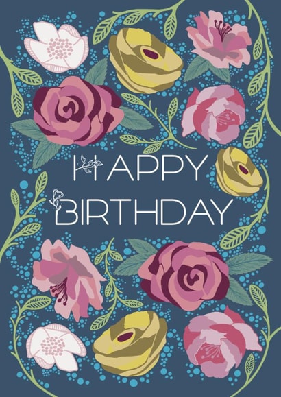 Pretty Birthday Card - Vintage Florals - For Her created by Holly Hudson-Smith
