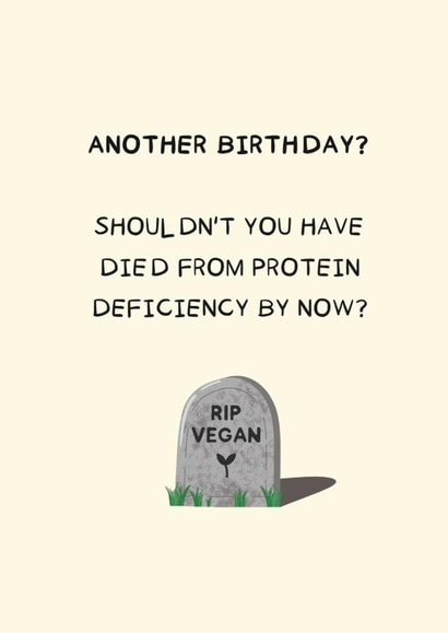 Funny Birthday Card - Vegan - RIP created by Caitlin Dodsworth