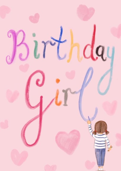 Cute Birthday Card - Little Girl Painting created by Love Lucy Illustration