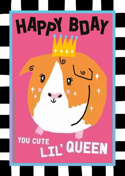 Cute Birthday Card - Guinea Pig - Lil' Queen created by Sanders de Roeper