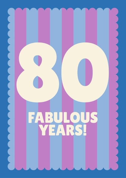 Classic Birthday Card - 80th - Stripes - Fabulous created by Blush & Blossom 