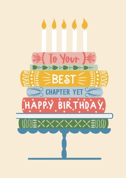 Classic Birthday Card - To Your Best Chapter Yet - Books created by Holly Hudson-Smith