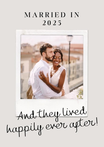 Classic Wedding Card - Polaroid Photo - Married In 2025 created by Blush Boulevard