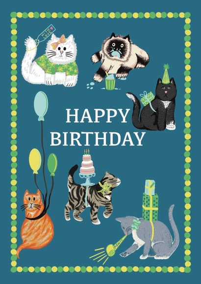 Cute Birthday Card - For A Cat Lover - Cats created by Holly Hudson-Smith