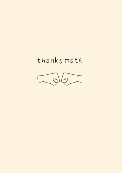 A thank you card for a friend - fist bump design created by Benny