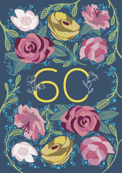 Pretty 60th Birthday Card - Flowers - Floral created by Holly Hudson-Smith