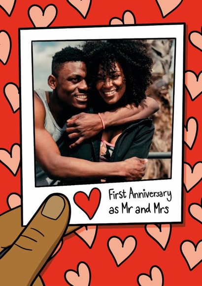 Cute Anniversary Card - 1st - Mr And Mrs - Polaroid Photo created by TeePee Creations
