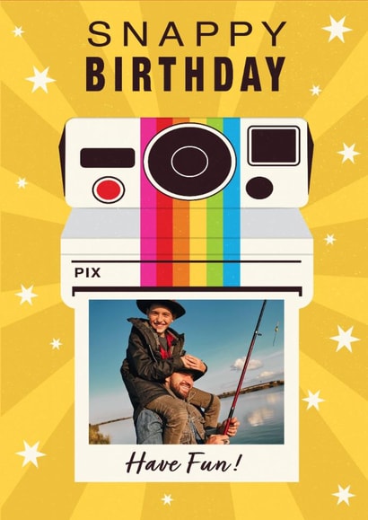 Punny Birthday Card - Snappy Birthday - Camera created by Dalia Clark Design