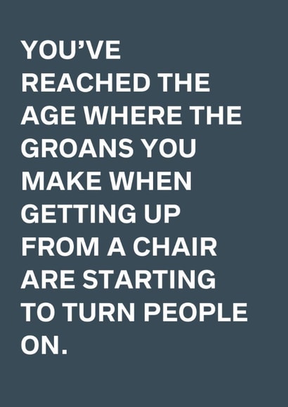 Funny Birthday Card – Chair Groans created by original fox designs