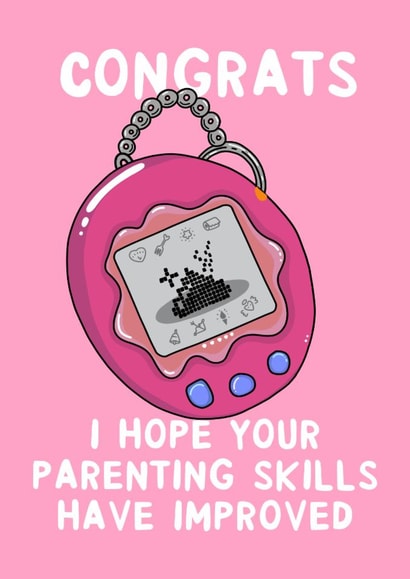 Funny New Bay Card - Tamagotchi created by Ginger Peach Design