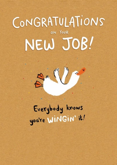 Cute New Job Card - Everybody Knows You're Wingin' It! created by Hew Ma