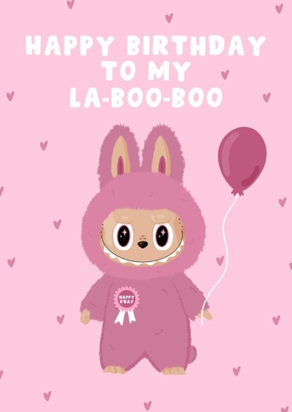 Cute Birthday Card - Labubu - My Boo created by Pink Peach Cards