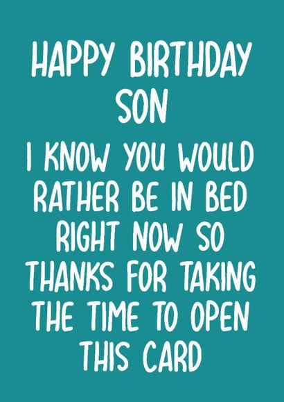 Cheeky Birthday Card - For Son - Rather Bed In Bed created by Pack a Punch Designs