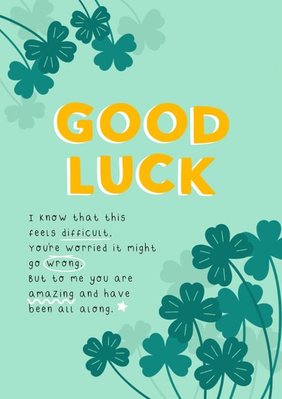GOOD LUCK!! まとめ Folky Good Luck Card - 4 Leaf Clover | thortful