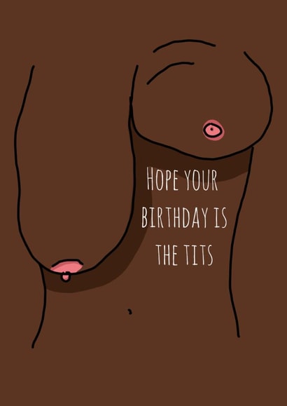 Birthday Funny tits boobs British dark skin created by PoppyDufrance