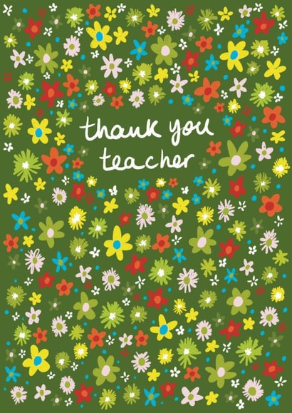 Floral, colourful thank you teacher card created by Emma Enticknap