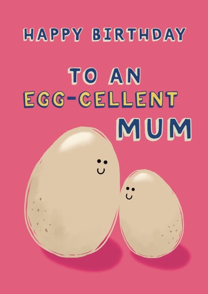 Cute Birthday Card - For Mum - Eggs created by Giddy Kipper