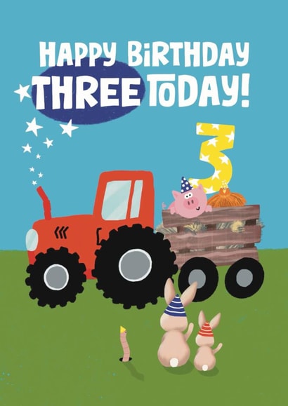 Cute Birthday Card - 3rd - Tractor created by Giddy Kipper