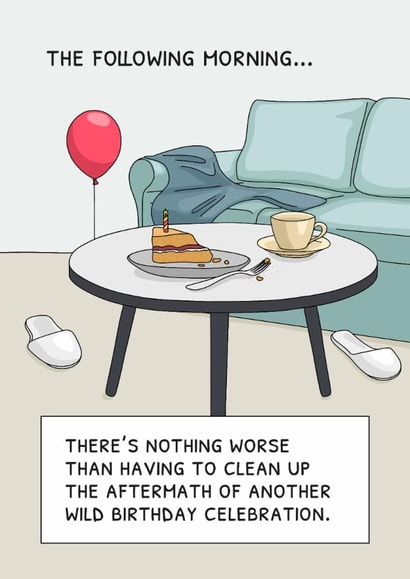 Funny Birthday Card - The Morning After created by Evie Garnett Designs