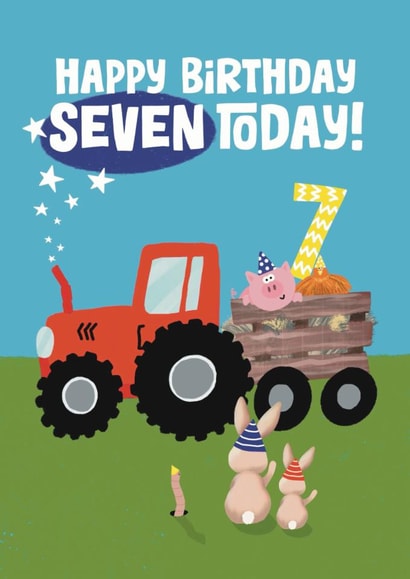 Cute Birthday Card - 7th - Tractor created by Giddy Kipper