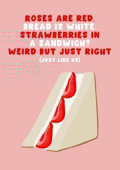 Funny Anniversary Card - Marks And Spencer - Strawberry Sandwich created by Pink Peach Cards