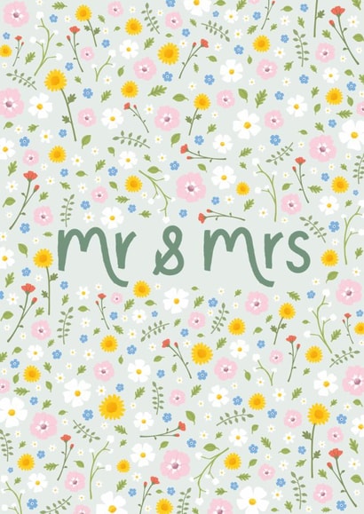 Pretty Wedding Card - Mr & Mrs - Ditsy Florals created by Fliss Muir