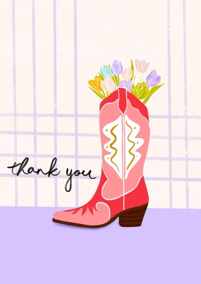 Pretty Thank You Card - Floral Cowboy Boot created by Fi Moszoro