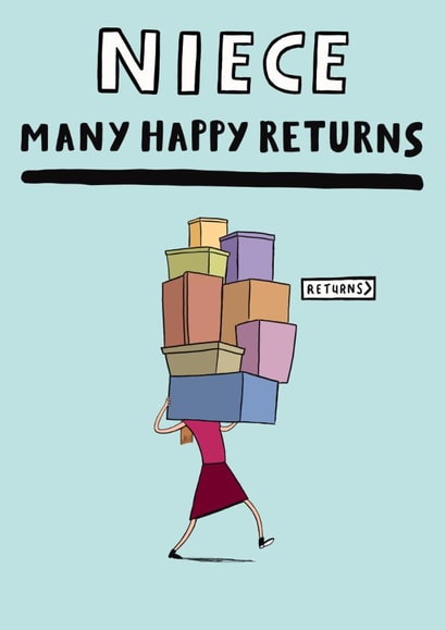 Funny Birthday Card - For Niece - Many Happy returns created by Jimmy Doodle