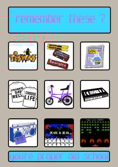 A feel good card with a nostalgic 1970's and 1980's vibe. Remember these ? created by Benny