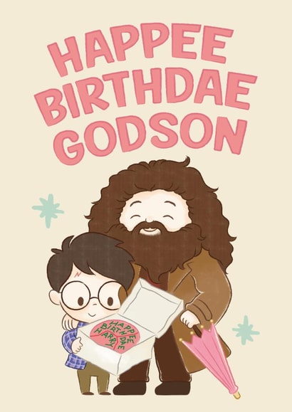 Cute Birthday Card - For Godson - Harry Potter - Happee Birthdae created by Cardology