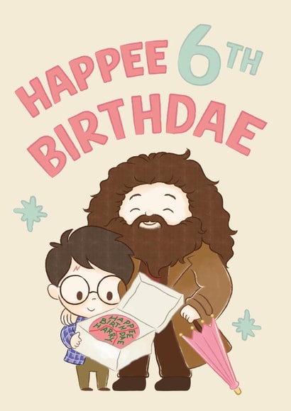 Cute Birthday Card - 6th - Harry Potter - Happee Birthdae created by Cardology