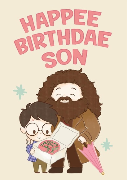 Cute Birthday Card - For Son - Harry Potter - Happee Birthdae created by Cardology