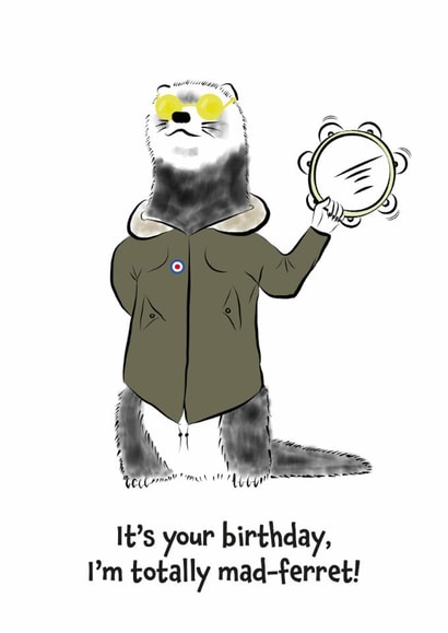 Birthday card for oasis fan - Liam & Noel Gallagher - mad ferret created by Harvsy Design