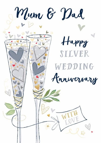 Traditional Anniversary Card - 25th - Mum And Dad - Silver Wedding created by Katie Phythian Design