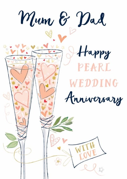 Traditional Anniversary Card - 30th - Pearl - Parents created by Katie Phythian Design