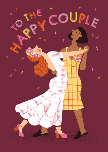 Cute Wedding Card - Happy Couple Card - LGBTQ+ created by Emily Nash Illustration