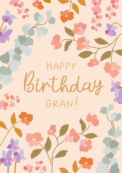 Pretty Birthday Card - For Gran - Pastel Flowers created by The Pattern Press