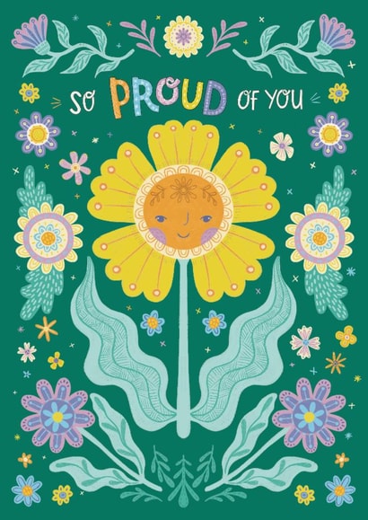 Pretty Exams Card - So Proud Of You - Folk Florals created by Hollie McManus Illustration