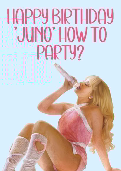 Sabrina Carpenter Juno How To Party? Birthday Card created by Illustratoni