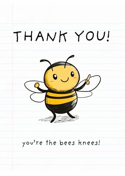 Bee Funny Teacher Thank You Card – End of Term Card from Pupil, Primary School created by Charlotte Moore