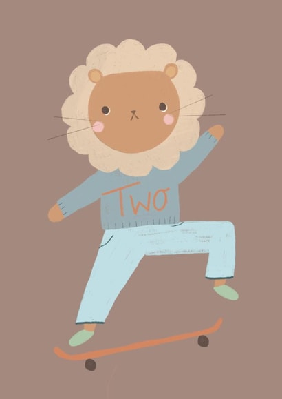 Skating Lion Second birthday card created by Vicky Carpenter