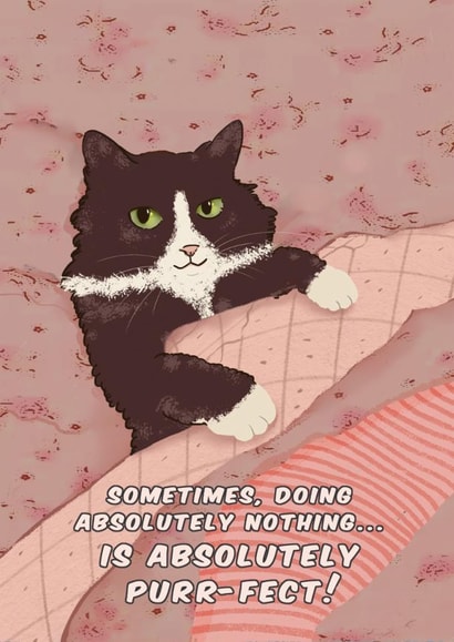 Cozy Nap Cat Card – A Purr-fect Message for Doing Nothing created by Six bunny ears