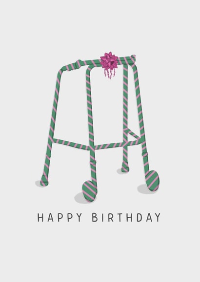 Cheeky Birthday Card - Zimmer Frame - Bow created by Sarah Harding