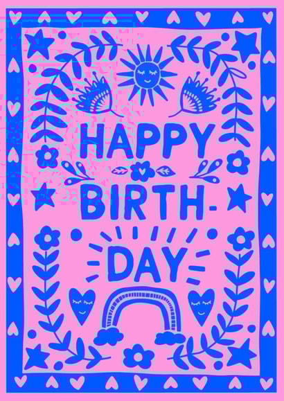 Arty Birthday Card - Flowers - Hearts created by Sarah Harding